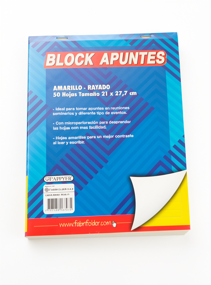 Block apuntes amarillo 50H carta Pappyer