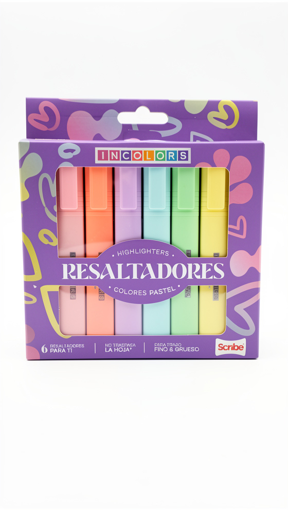 Resaltador pastel 6und Incolors Scribe