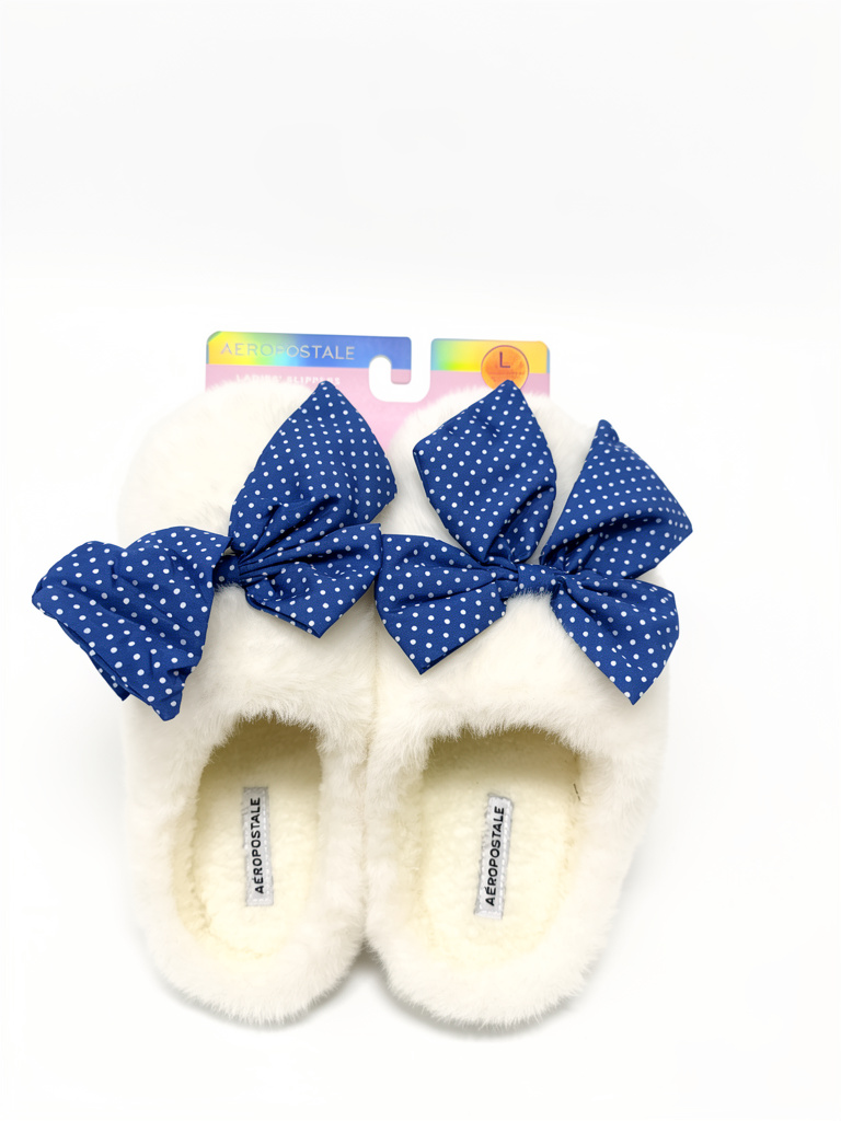 Pantuflas Aeropostale talla 9-10 (L) moño azul con puntitos