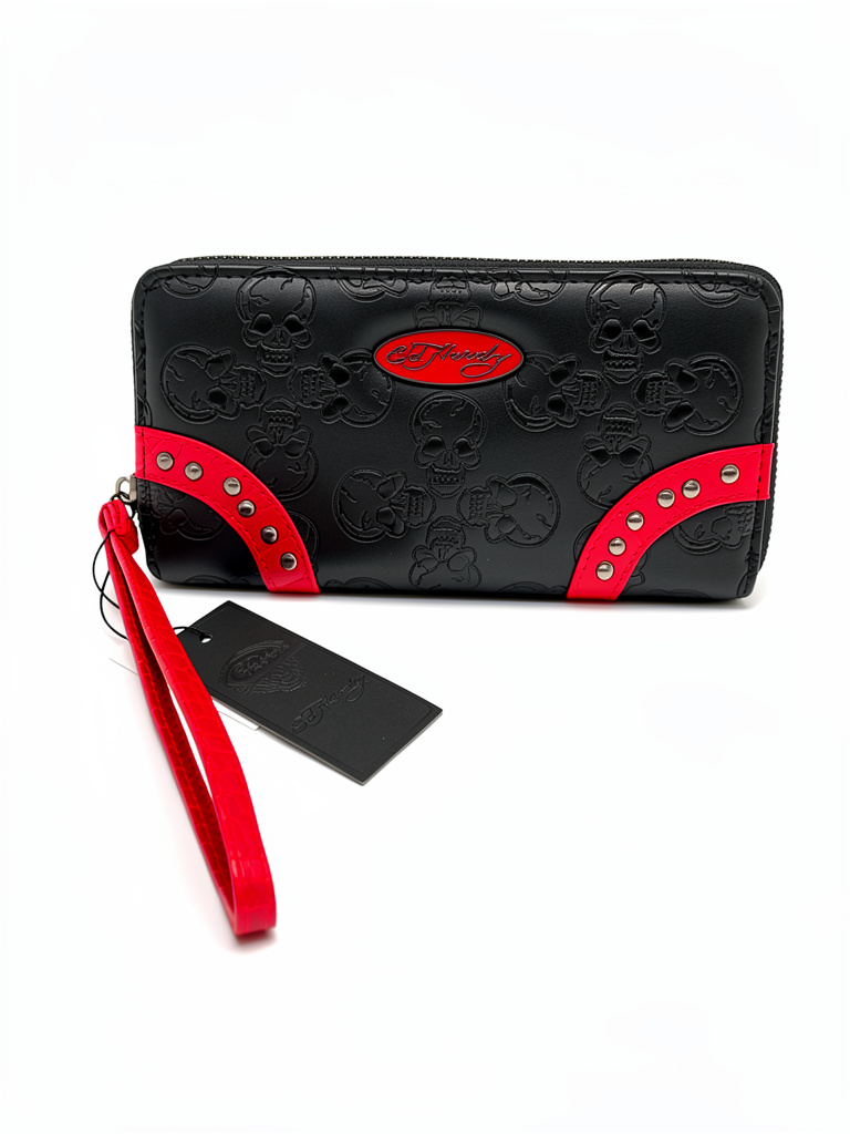 Cartera Ed Hardy negro con rojo