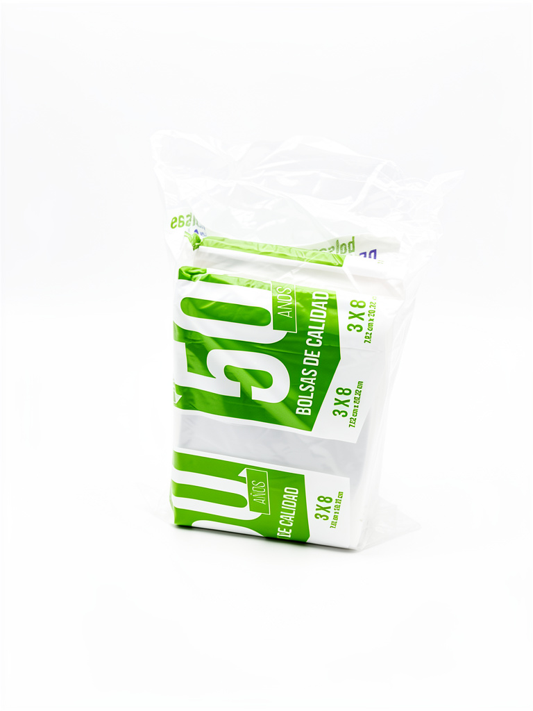 PAQUETE DE 500 BOLSAS DOBLES 3X8