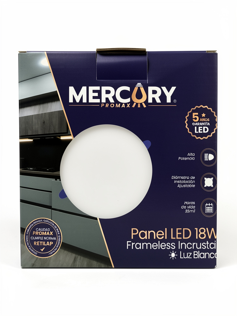 Mercury panel LED blanco 18W incrustar