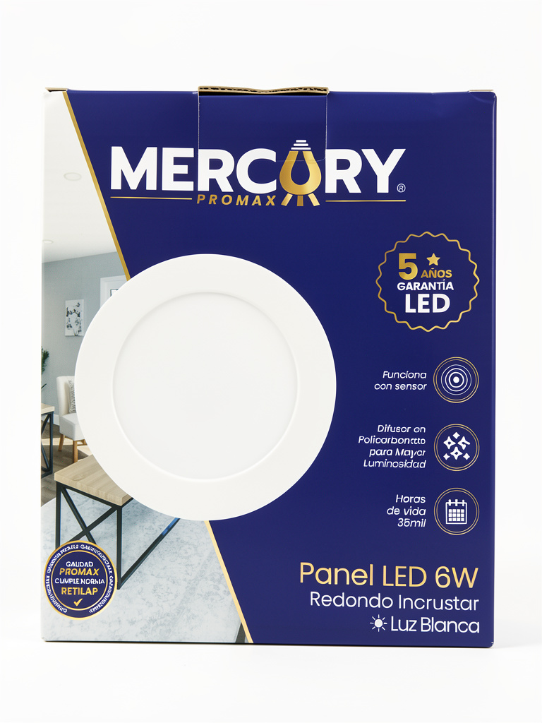 Mercury panel LED 6W blanco