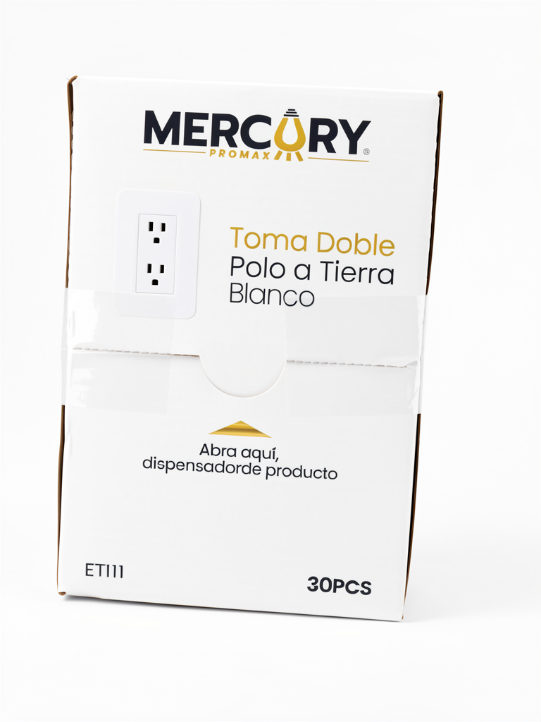 Mercury toma doble polo a tierra blanco