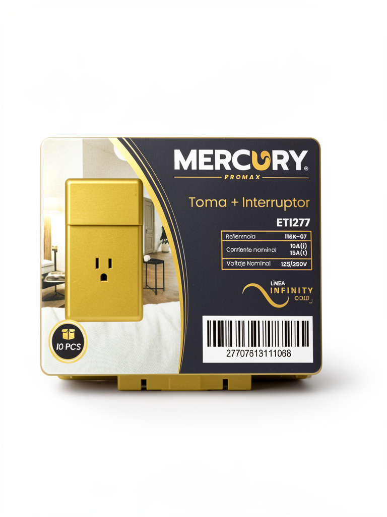 MERCURY toma interruptor dorado