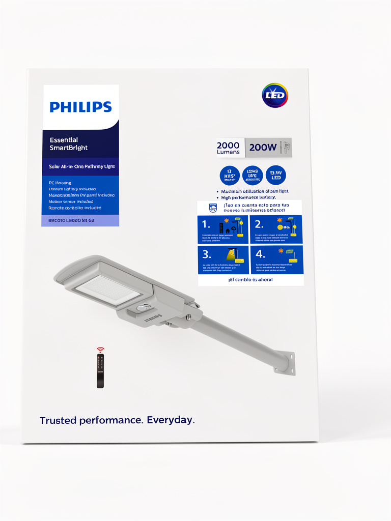 LED Luminaria Alumbrado Público Solar BRC010, 6500K, 2000 lm, IP65, Ref 911401827902, Marca Philips