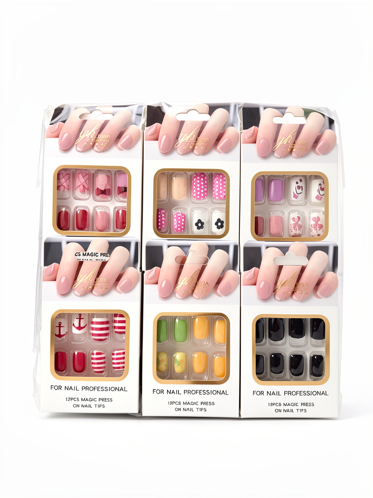 SET DE UÑAS POSTIZAS CON DISEÑO 12PCS YH-E04