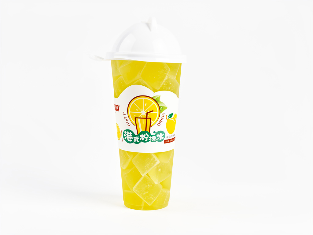 Jugo con trozos de gelatina sabor limon