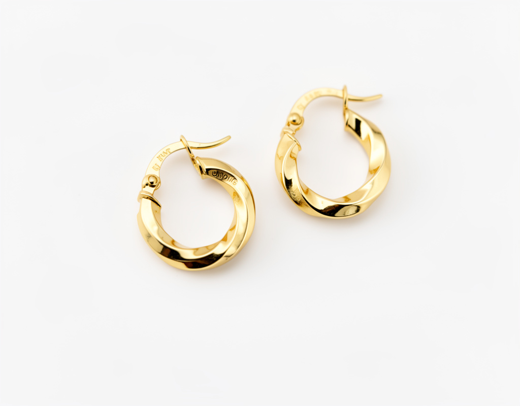 CANDONGAS TRENZADAS RAYADAS Y LISAS 1.7CM ORO AMARILLO COL 18K - 1,89GR