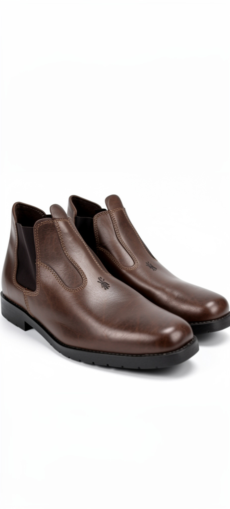 Bota caña corta con elástico marrón oscuro