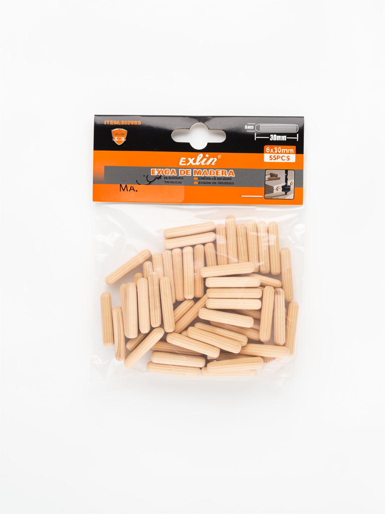 tarugos de madera 6x30mm 55pcs