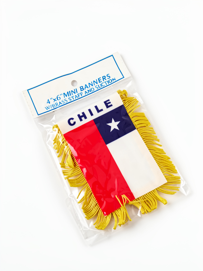 BANDERIN DE CHILE PARA AUTO 4 X 6"