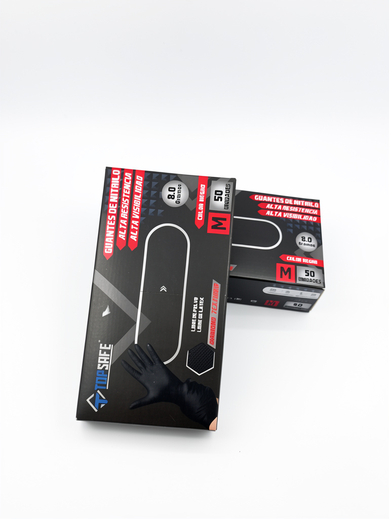Guantes nitrilo negros talla M 50 unidades