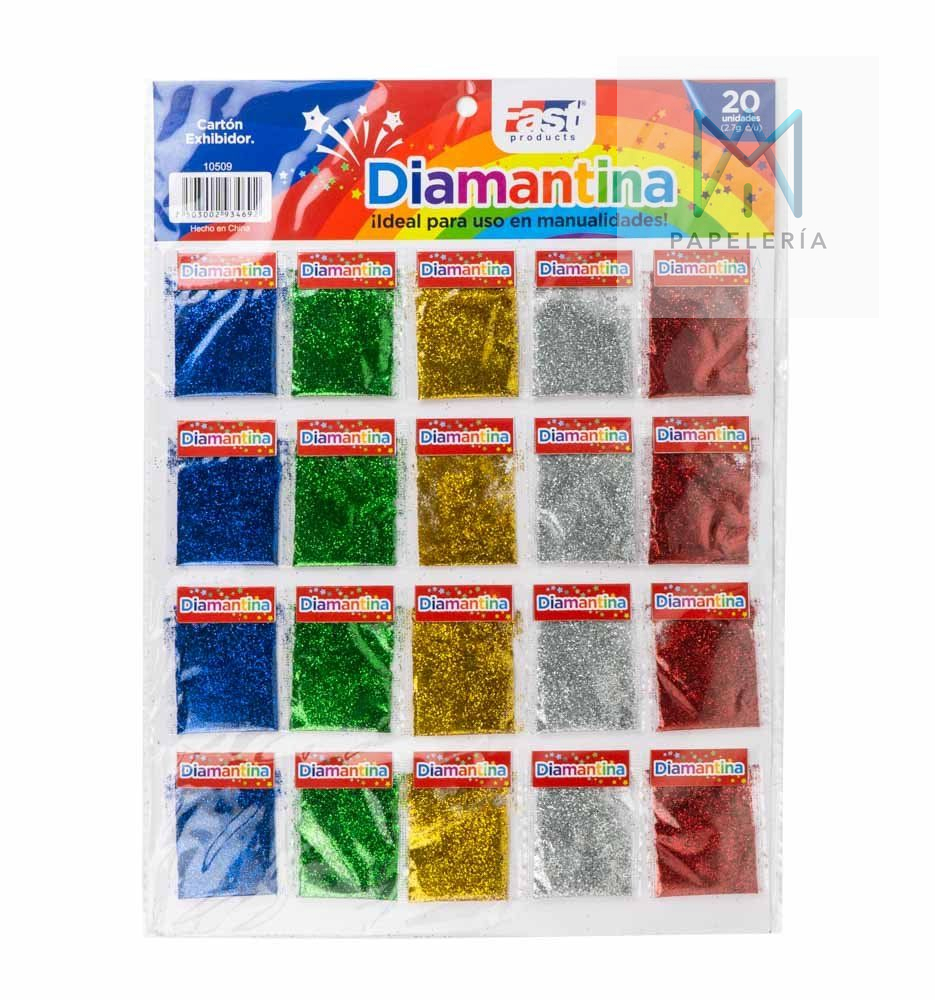 DIAMANTINA FAST CARTON 20 BOLSITAS 2.7G COL SURTIDOS  BRILLANTINA