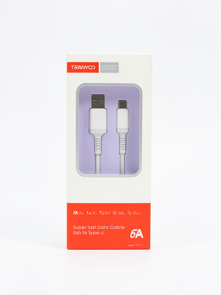 Cable USB a Tipo C blanco 1M TRANYCO