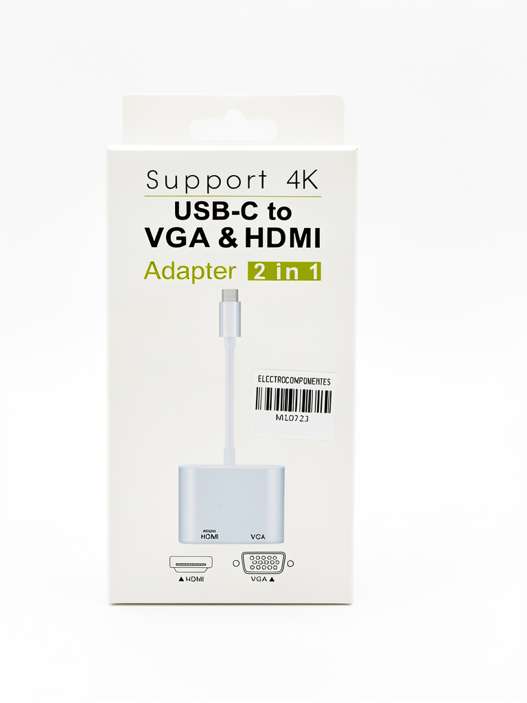 Adaptador 4K USB-C a VGA y HDMI 2 en 1