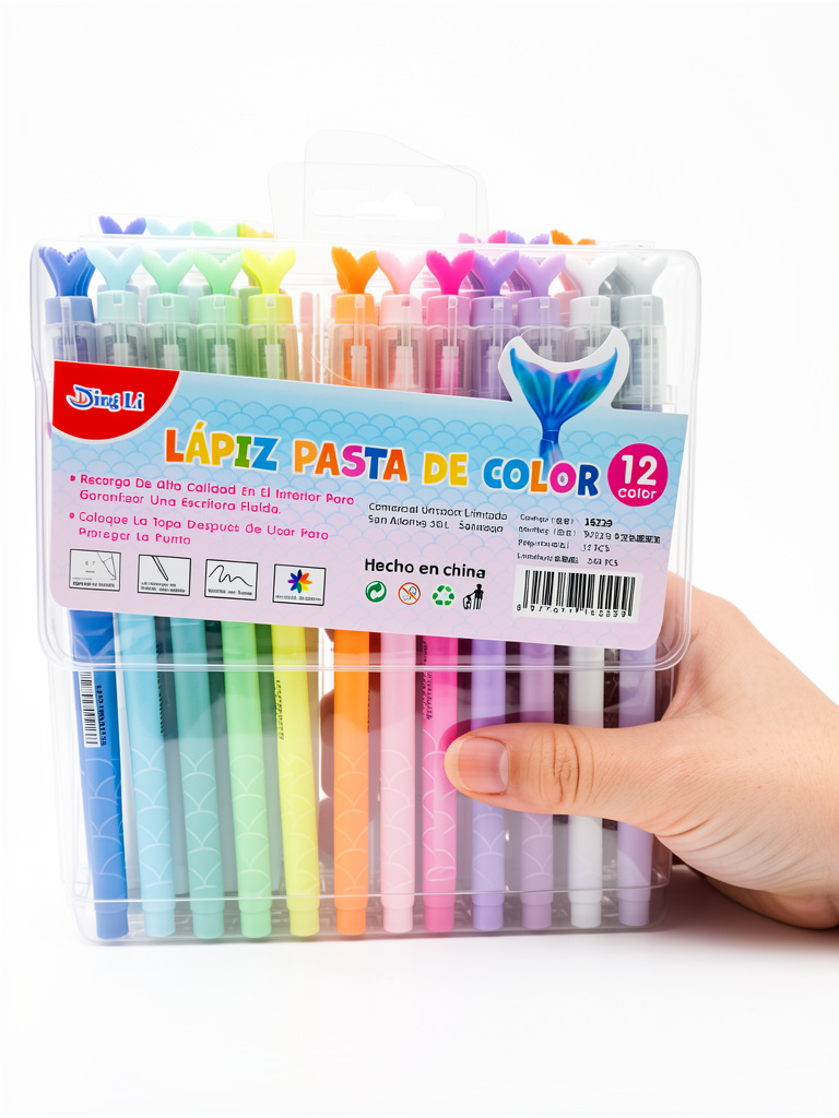 Lápices pasta de color 12 cola sirena