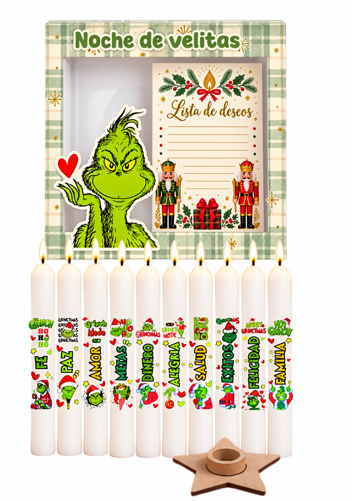 Set de 10 velitas • El Grinch