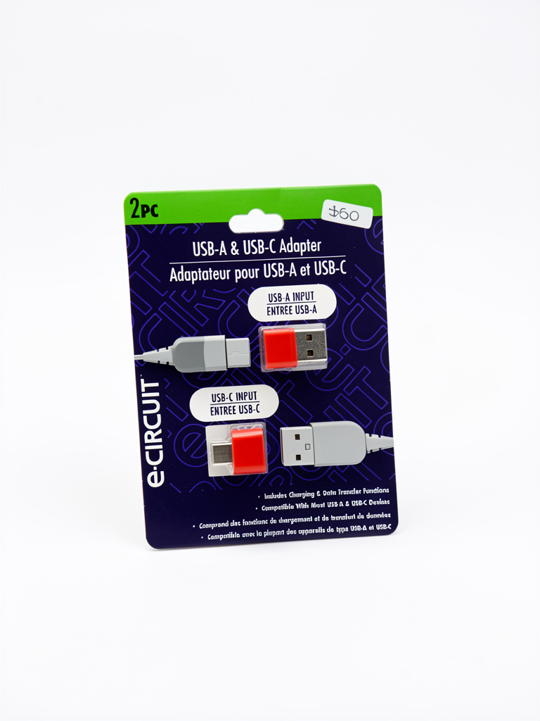 e-circuit adaptador USB-A y USB-C 2 pzas