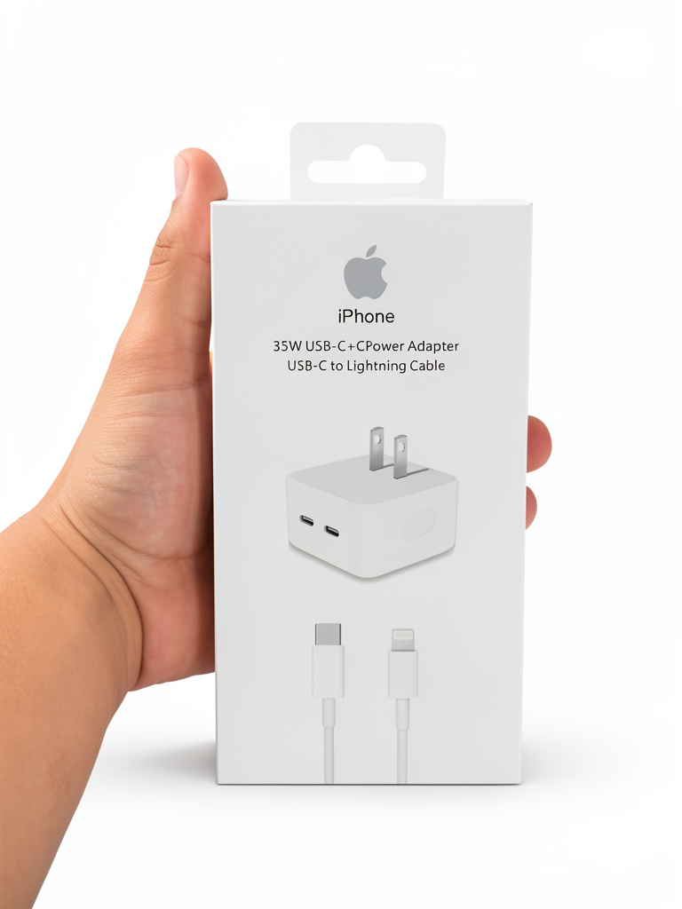 Set de Carga Rápida USB-C Dual 35W (Adaptador de Dos Puertos + Cable Lightning) | Calidad Premium