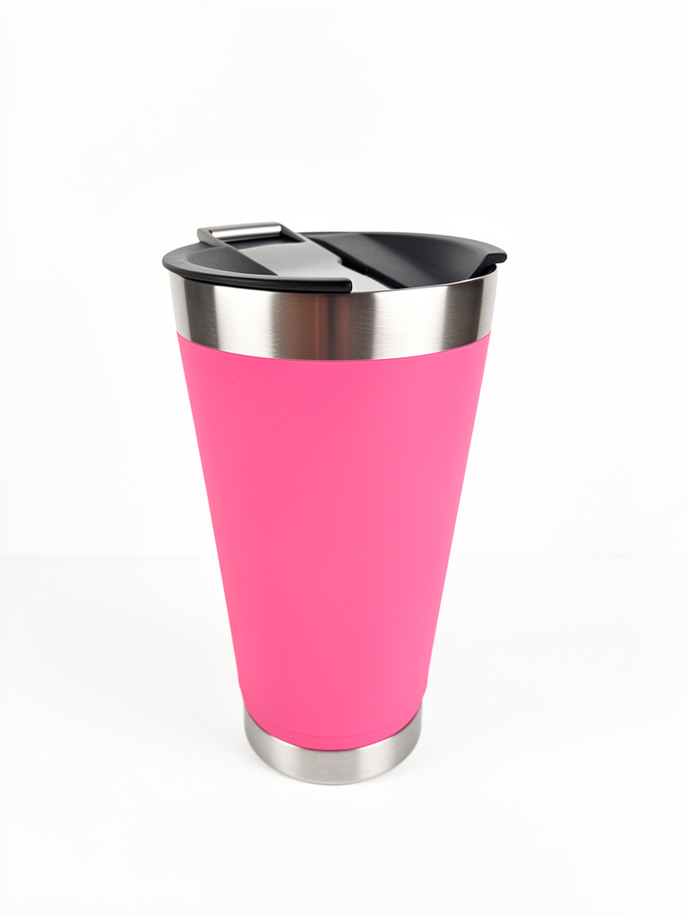 Copo termico com tampa e abridor de 473ml - rosa