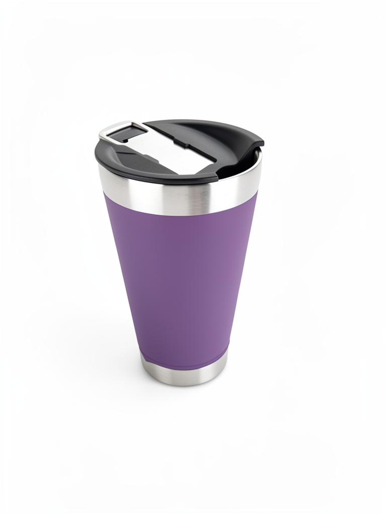 Copo termico com tampa e abridor de 473ml - roxo