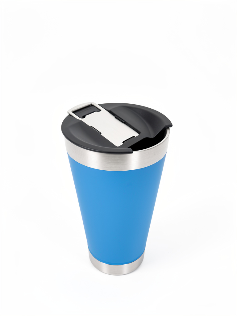 Copo termico com tampa e abridor de 473ml - azul claro