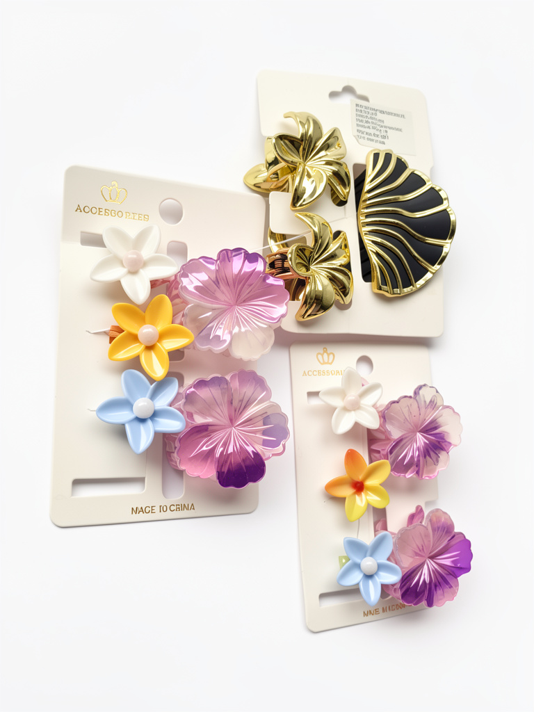 Set pinzas flores y conchas