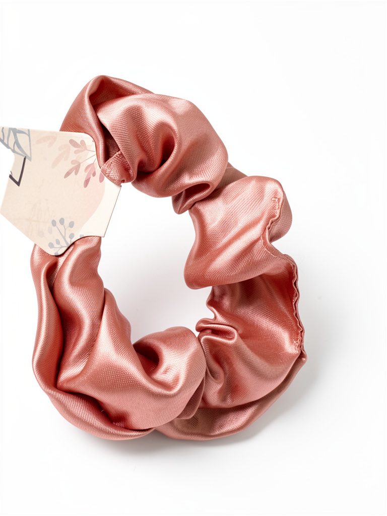 Rosado satinado scrunchie