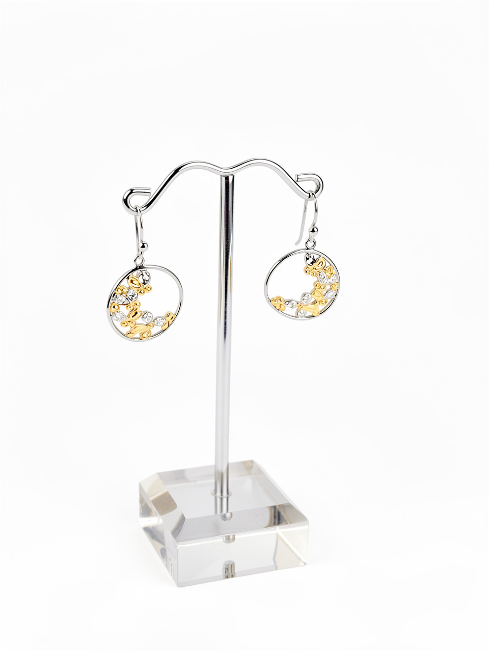 Aretes de flor dorado y plateado