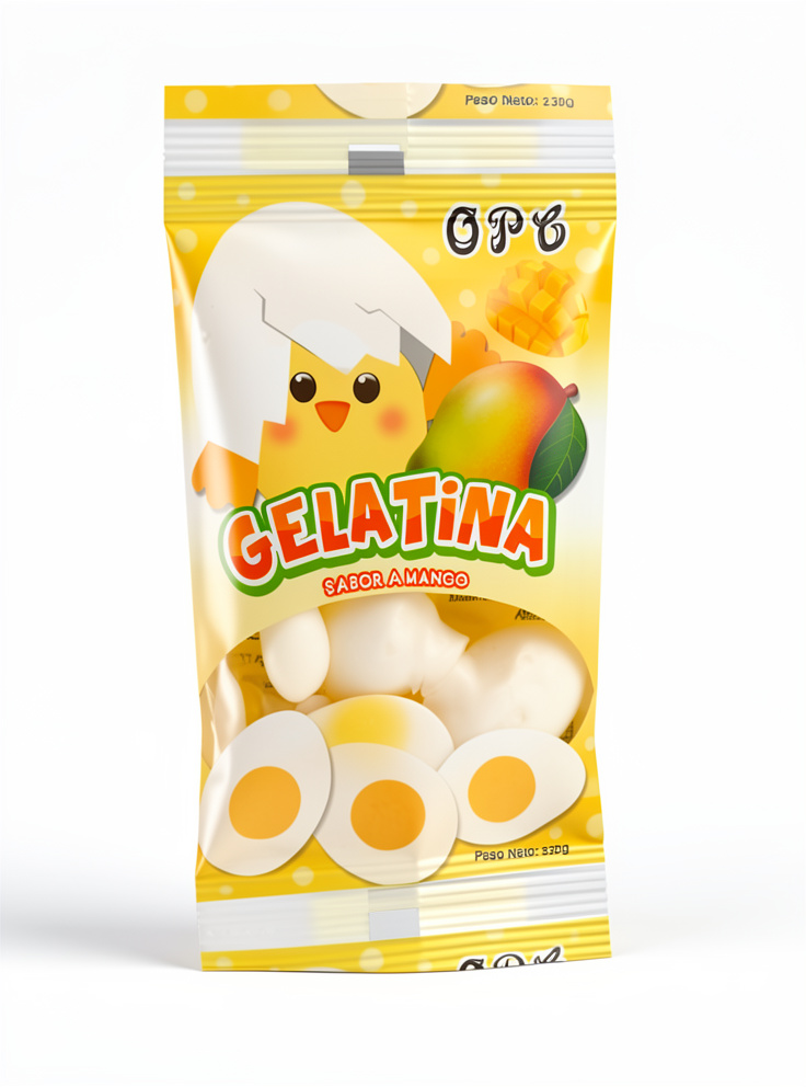 Gelatina con sabor a mango en forma de huevo