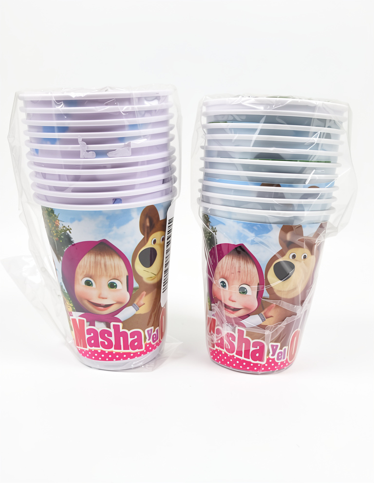 Paquete de vasos masha y el oso 7 oz, 10 PCS