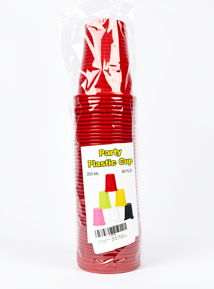 Paquete de vasos plasticos rojos