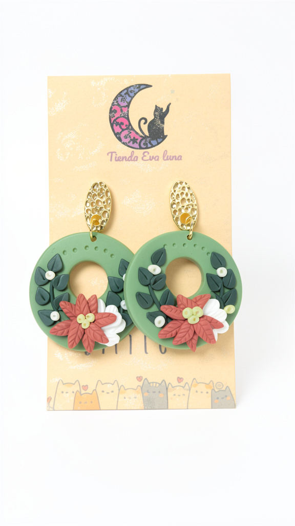 Tienda Eva Luna aros verdes florales