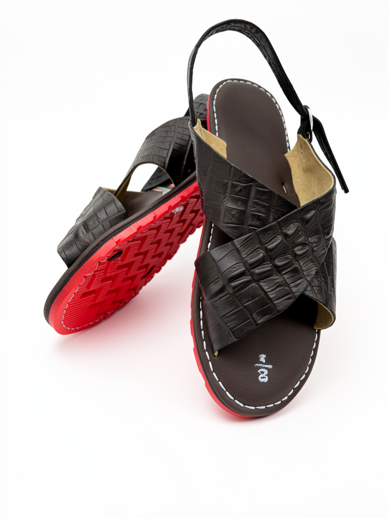 Huarache piel grabado cocodrilo