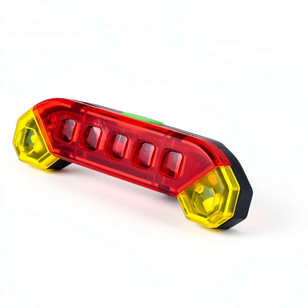 LUZ TRASERA DE BICICLETA AMARILLA CON ROJO RECARGABLE USB