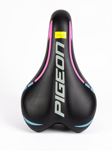 ASIENTO PIGEON NEGRO CON LÍNEAS ROSA Y AZUL