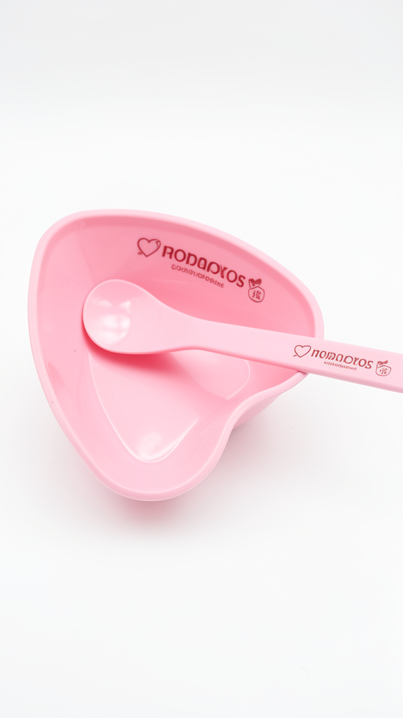 BOWL CORAZÓN ROSADO CON ESPÁTULA