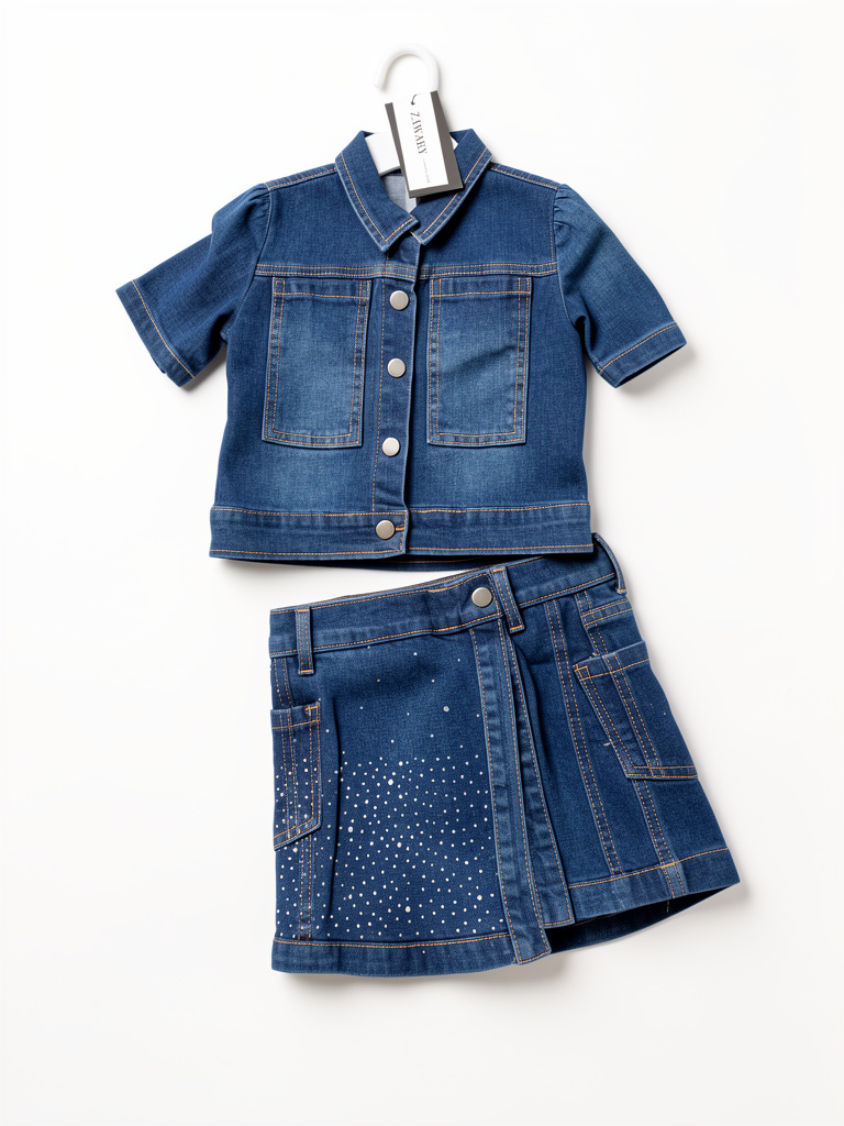 conjuntos denim azul niña