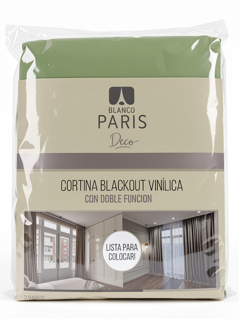Blanco Paris cortina blackout verde suave