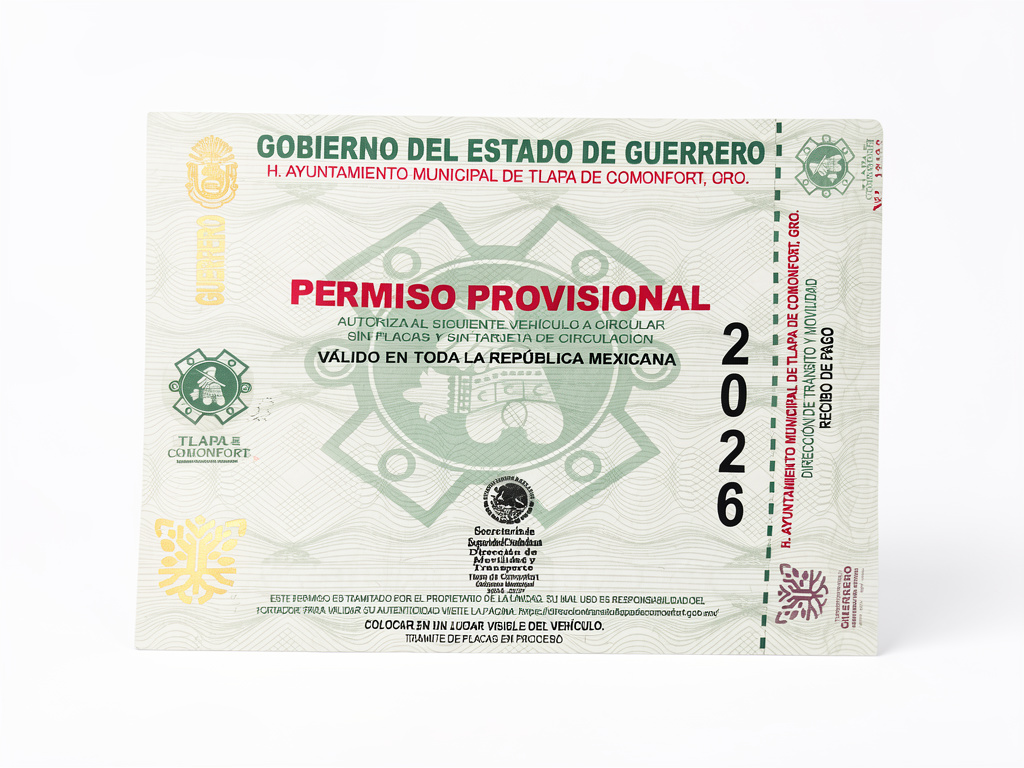 Permiso provisional vehicular 2026