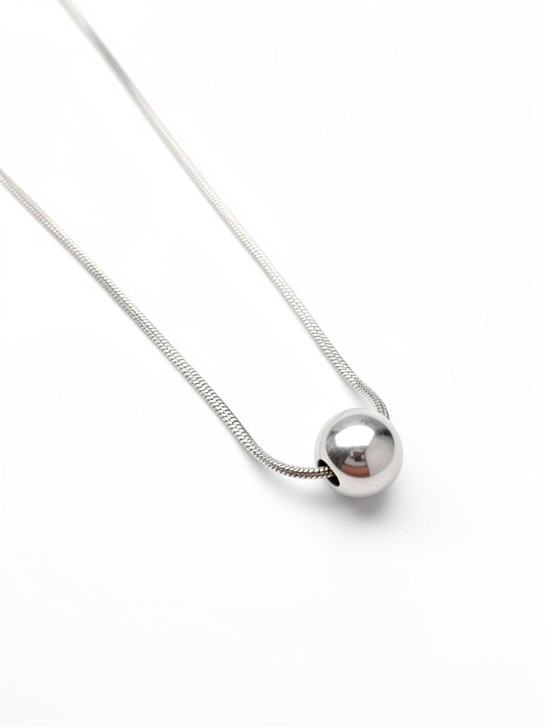 Silver Ball Pendant Necklace| Stainless Steel