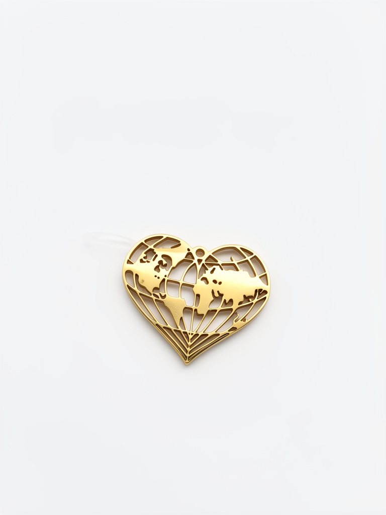 Stainless Steel Heart Globe Charm