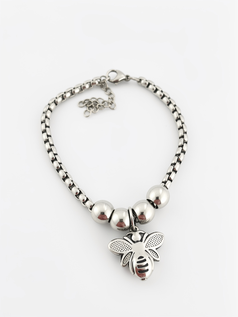 Silver Bee Charm Bracelet |Stainless Steel