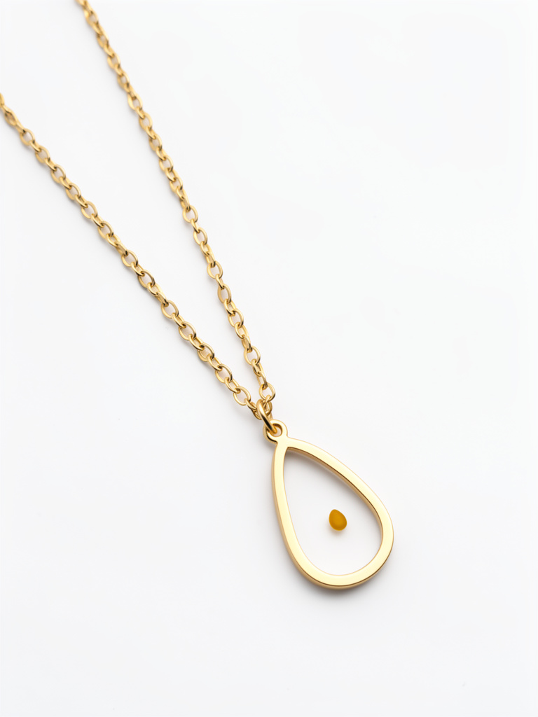 Teardrop Mustard Seed Necklace| Stainless Steel