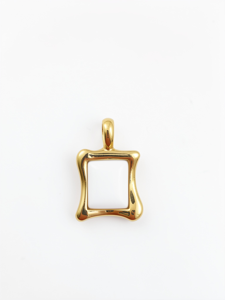 Square White Crystal Pendant with Stainless Steel Frame