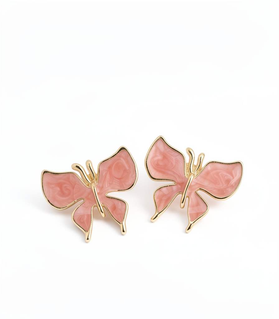 Arete mariposa rosada