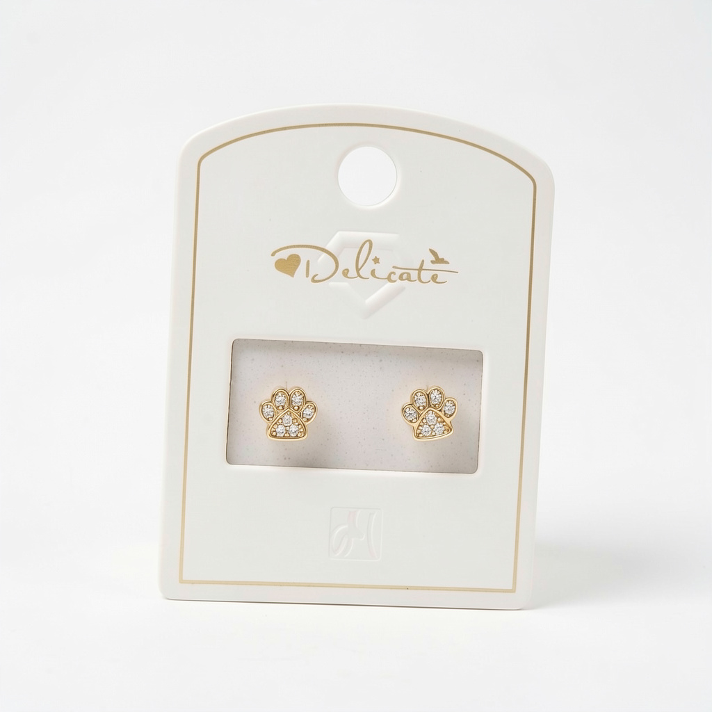Aretes de huellita con broche de bolita