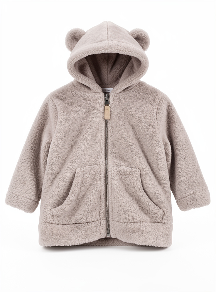 Campera de peluche con capucha de osito