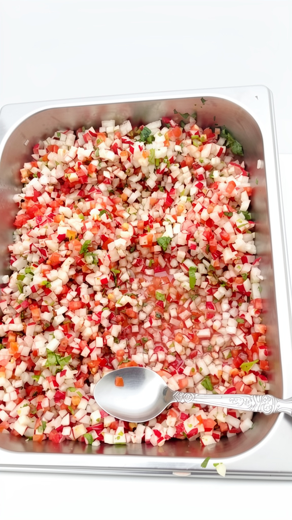 Rábano con tomate y cebolla